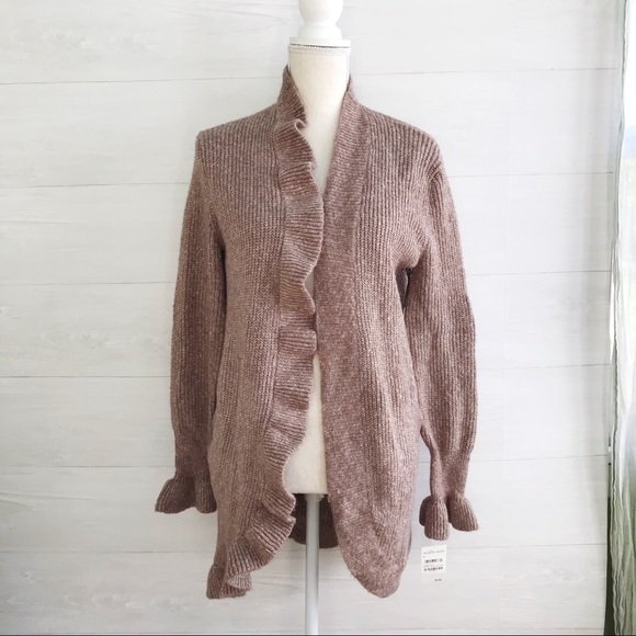{Hinge.} Brown taupe heather drape cardigan, S - Picture 1 of 7